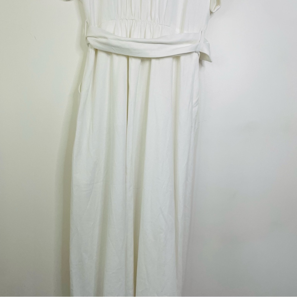 Dress Forum linen button-front midi dress belted-waist white medium - Picture 7 of 10